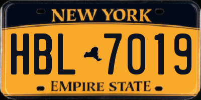 NY license plate HBL7019