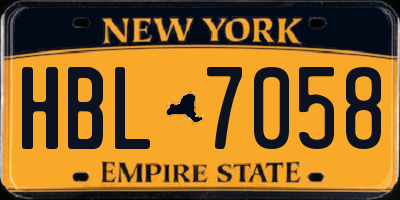 NY license plate HBL7058