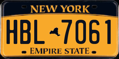 NY license plate HBL7061