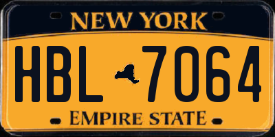 NY license plate HBL7064