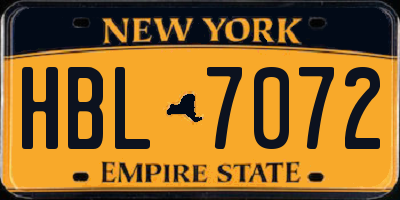 NY license plate HBL7072