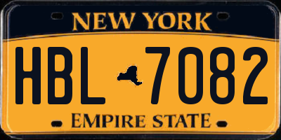 NY license plate HBL7082
