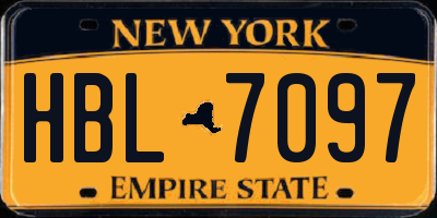 NY license plate HBL7097