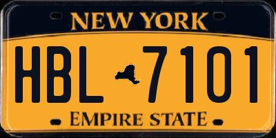 NY license plate HBL7101