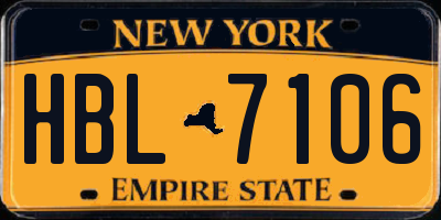 NY license plate HBL7106