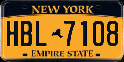 NY license plate HBL7108