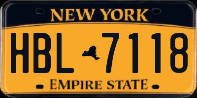 NY license plate HBL7118