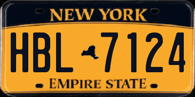 NY license plate HBL7124