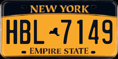 NY license plate HBL7149