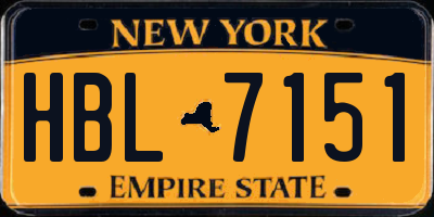 NY license plate HBL7151