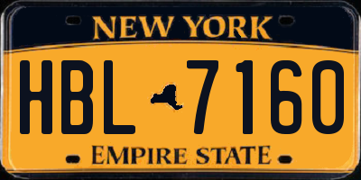 NY license plate HBL7160