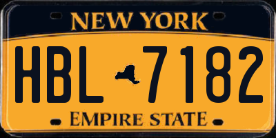 NY license plate HBL7182