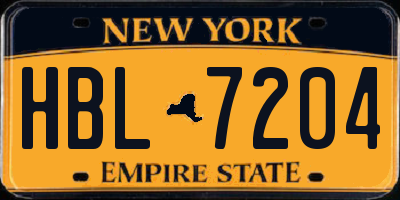 NY license plate HBL7204