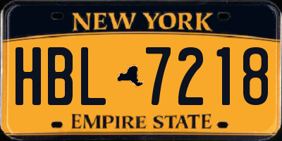 NY license plate HBL7218