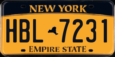 NY license plate HBL7231