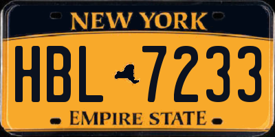 NY license plate HBL7233