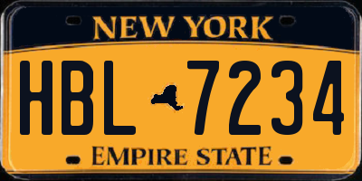 NY license plate HBL7234