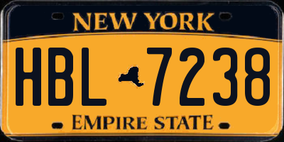 NY license plate HBL7238
