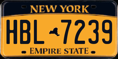 NY license plate HBL7239