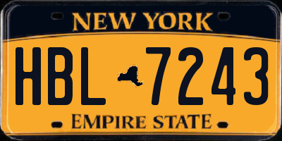 NY license plate HBL7243