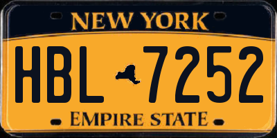 NY license plate HBL7252