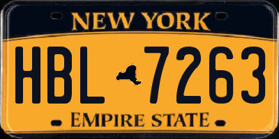 NY license plate HBL7263