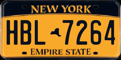 NY license plate HBL7264