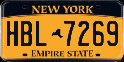NY license plate HBL7269