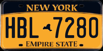NY license plate HBL7280