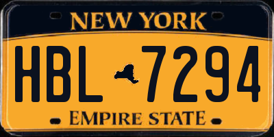 NY license plate HBL7294