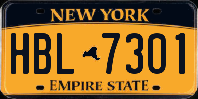 NY license plate HBL7301