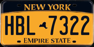 NY license plate HBL7322