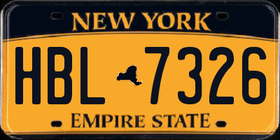 NY license plate HBL7326