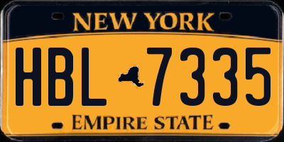 NY license plate HBL7335