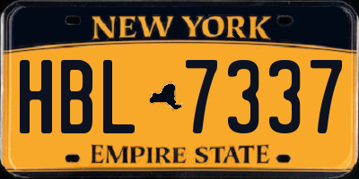 NY license plate HBL7337