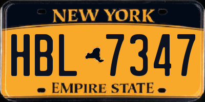 NY license plate HBL7347