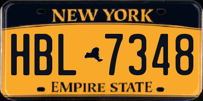 NY license plate HBL7348