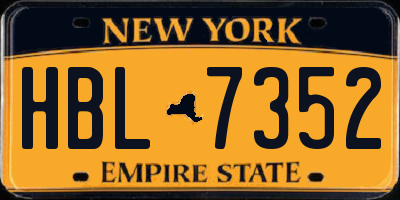 NY license plate HBL7352