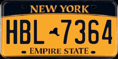 NY license plate HBL7364