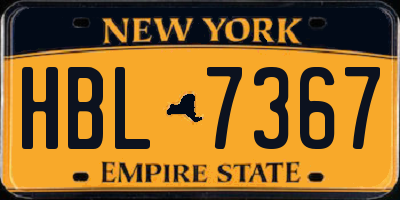 NY license plate HBL7367