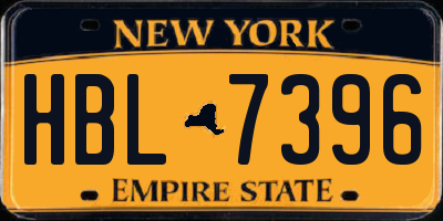 NY license plate HBL7396