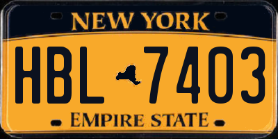 NY license plate HBL7403