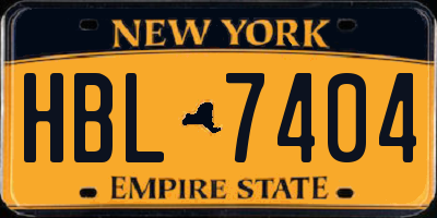 NY license plate HBL7404