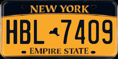 NY license plate HBL7409
