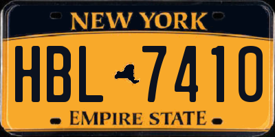 NY license plate HBL7410