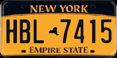 NY license plate HBL7415