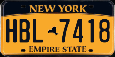 NY license plate HBL7418