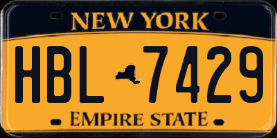 NY license plate HBL7429