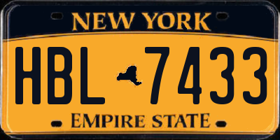 NY license plate HBL7433