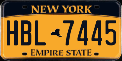 NY license plate HBL7445